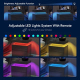 Nightstand LED Bedside Table Cabinet Lights Modern End Side with 2 Drawers for Bedroom W2178P287898