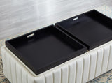 45 inch Wide Contemporary Square CubeStorage Ottoman Bench, Storage Bench with coffee tray,coffee W2082130361
