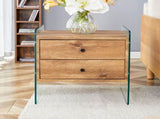 Double-drawer bedside table. The board surface is MDF sticker, and both sides are transparent W1151P191737