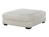 Living Room Furniture Ottoman Beige Wide-Welt Corduroy 1pc Soft Cushion Cocktail Ottoman Wood Legs B011P182989