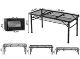 3FT Rectangular Outdoor Folding Table, 40cm Width, Aluminum Frame, 3-Fold Iron Mesh Tabletop, 3 86171384