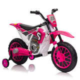 ZNTS 12V Kids Ride on Toy Motorcycle, Electric Motor Toy Bike with Training Wheels for Kids 3-6, Rose Red W2181P164393