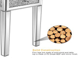 () 1-Drawer Bedside Table Decorated with Rhinestones MDF Mirrored Side Table 94145464