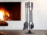 5 Pcs Iron Fireplace Tools Set,7.28L x 7.28 Wx 31.9H in,Black 24696461