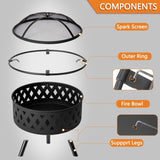 ZNTS 32IN Metal Fire Pit Black 36801333