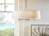 5-Light White Drum Shade Chandelier B03599267