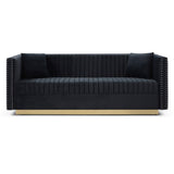 Contemporary Vertical Channel Tufted Velvet Sofa Modern Upholstered Couch for Living Room Apartment W1117P147297