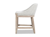 Newport 26.5" Coastal Curved Back Upholstered Counter Stool, Two-Tone Neutral Gray Polyester Wool B2719P238399