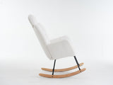 055-Teddy Fabric Upholstered Nursery Rocking Glider Chair Modern Accent Armchair Padded Seat with W527P228306