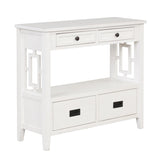 36'' Farmhouse Pine Wood Console Table Entry Sofa Table with 4 Drawers & 1 Storage Shelf for W120246661