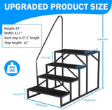 RV Stairs 4 Step Ladder, RV Steps Anti-Slip, Hot Tub Steps with Handrail, 660 lbs RV Ladder for 5th 81414277