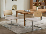 Mid Century Modern Dining Chairs Set of 2, Velvet Accent Chairs with Natural Cane Back & Stainless 64962854