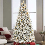 7.5ft Flocked Christmas Tree with 400L Colorful LED Lights with G45 ball, Realistic PEPVCHard 69213231