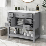 ZNTS 36'' Bathroom Vanity with Top Sink, Modern Bathroom Storage Cabinet with 2 Soft Closing Doors and 6 94014397