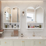 23.62" Modern Double-Arched Mirror Cabinet,2 Doors Medicine Cabinet, Metal Wall Cabinet with W757P314591