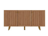 46.9" W Fluted 3-Door Sideboard Buffet Cabinet with 3 Shelves, Oak B2757P605811