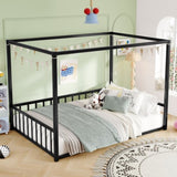 Full size sunshade floor bed, iron double-size bed frame, modern low-profile double-size bed, W1858P282500