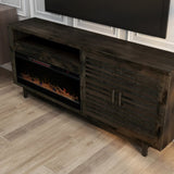 83 Inch Electric Fireplace TV Console, for TVs up to 95 inches, Minimal Assembly, Charcoal-Brown GL-B108P160221