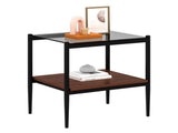Set of 2 Rectangle End Table, Tempered Glass Tabletop with MDF layer, Modern Table for Living Room , W241P184249