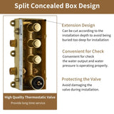 3-Function 12-Inch Ceiling-Mounted Thermostatic Shower System in Brushed Gold with Square Shower T3609P352716