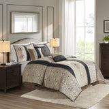 Cal King 7 Piece Jacquard Comforter Set with Throw Pillows B035128852