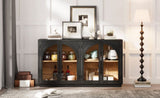 TREXM 4-Door Large Storage Sideboard Buffet Cabinet with Glass Doors, Arched Cabinet with Adjustable N715P290642B