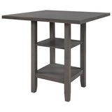 5-Piece Wooden Counter Height Dining Set with Padded Chairs and Storage Shelving 08366241