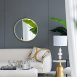24"x28" Gold Round Mirror, Circle Mirror with Iron Frame for Living Room Bedroom Vanity Entryway W2078126762