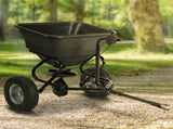 Tow Behind Broadcast Spreader, 110LBS Capacity, Tow/Push Garden Spreader with 10 Adjustable Setting, 11260213