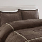 7 Piece Micro Corduroy Comforter Set Brown King B035P266665
