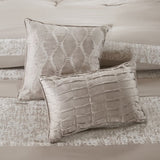 7 Piece Chenille Jacquard Comforter Set Taupe King B03597090