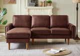 ZNTS 82.2"L-Shape Sofa Couch with Chais Mid-Century Copper Nail on Arms,strong wooden leg and suede W1825P147946