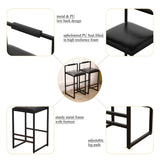 Black Bar Stool with Backrest Set of 2 Counter Height PU Leather Upholstered Bar Chairs with W1757122139