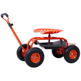 Rolling Garden Scooter Garden Cart Seat with Wheels and Tool Tray, 360 Swivel Seat,Red W46542631