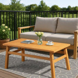 Outdoor Wood Coffee Table, 42" Farmhouse Side Table for Patio, Solid Cedar Wood Accent Table with 53912623