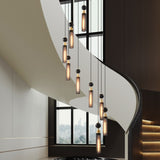 Modern Industrial Multi-Light Pendant Chandelier - 9-Light Black and Gold Adjustable Ceiling Light W1340P233176