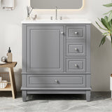 30" Bathroom Vanity with Sink, One Door with Shelf and Three Drawers, Soft Close Door, Grey N759P225994E