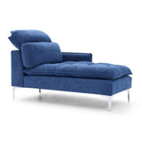 55" Chaise Lounge Indoor,Upholstered Furniture Lounge Chair with Left Armrest & Lumbar Pillow, W1117P226067