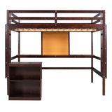 ZNTS Twin size Loft Bed with Desk and Writing Board, Wooden Loft Bed with Desk & 2 Drawers Cabinet 41615218