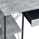 Grey and Black Office Desk with Open Shelves and Hutch B062P184527