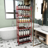 Red 6 Tier Slim Rolling Storage Cart, Mobile Shelving Unit with Wheels, Metal Wire Storage Shelving W2167P195984