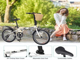 20 Inch Folding Bike for Adults with Basket, Phone Holder & Fenders, Steel Frame 6-Speed City W1019P352669
