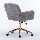 ZNTS A&A Furniture Office Chair,Artificial rabbit hair Home Office Chair with Golden Metal W1143P154103