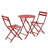 ZNTS 3 Piece Patio Bistro Set of Foldable Round Table and Chairs, Red W1586P143160