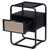Black Accent Table with Glass Top B062P181415