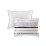 Cotton Printed Comforter Set with Trims Black/White Full/Queen B03596416