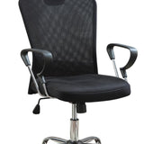 ZNTS Black and Chrome Height Adjustable Office Chair with Casters B062P153801