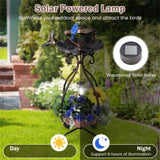 Copper Solar Bird Bath Feeder Combo with Flower Planter Pedestal and Solar Lights 92400841