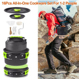 16Pcs Camping Cooking Ware Set Camping Stove Cookware Kit Aluminum Pot Pan Kettle Set with Bowls 99108399