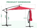 Outdoor Patio Umbrella, 10ft Offset Hanging Patio Umbrella with Aluminum Stand, 8 Ribs, UV 40080159